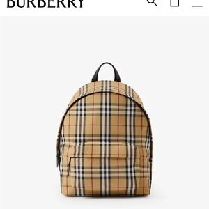 Burberry Tan and Black Backpack with Iconic Check Design